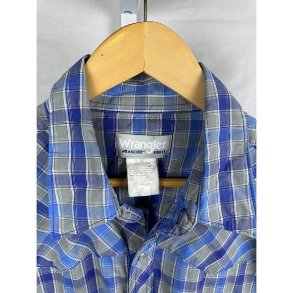 Wrangler Pearl Snap Vintage Short Sleeve Button Shirt Men's XL Blue - Picture 4 of 7